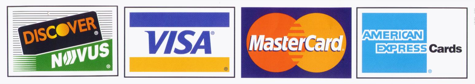 We Accept All Major Credit Cards